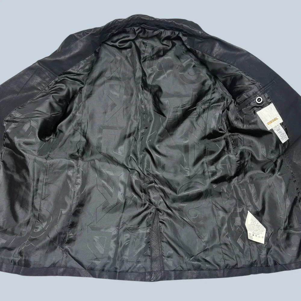 Diesel Mens Black Coated Cotton 2-Button Blazer Jacket Size M NWT RN93243
